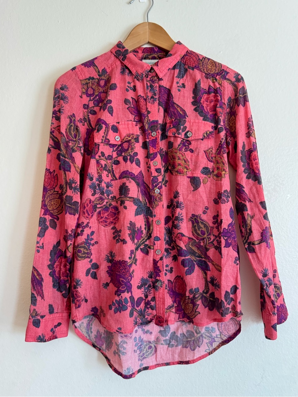 Sundance Pink and Purple Floral Print Boho Western Chic Feminine Top